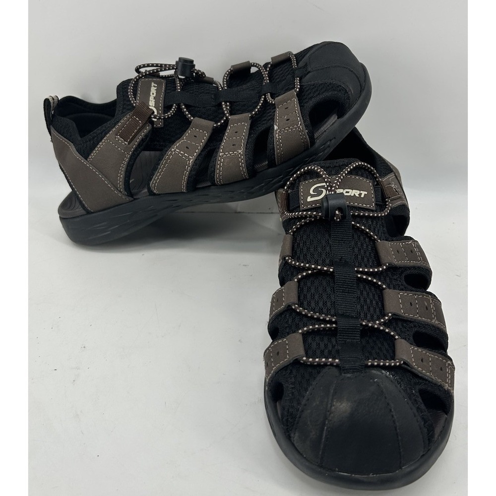 Skechers S Sport Mizza Hiking Sandals Closed Toe Brown And Black Men's 9